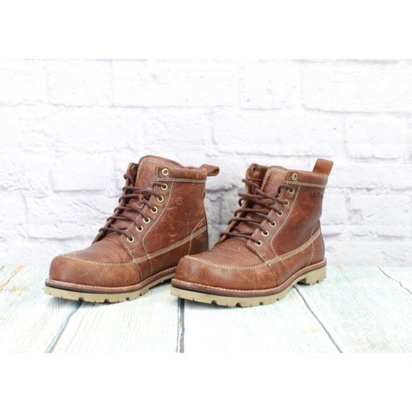 LL Bean Brown Leather chukka Buffalo Plaid Lined Ankle Boots Size 8 M - Picture 7 of 10